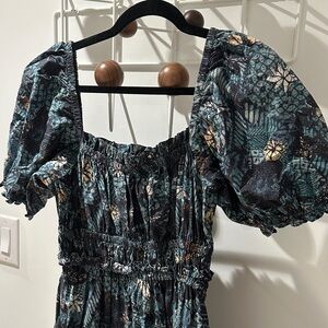 Ulla Johnson Black and Blue Ruffle Dress